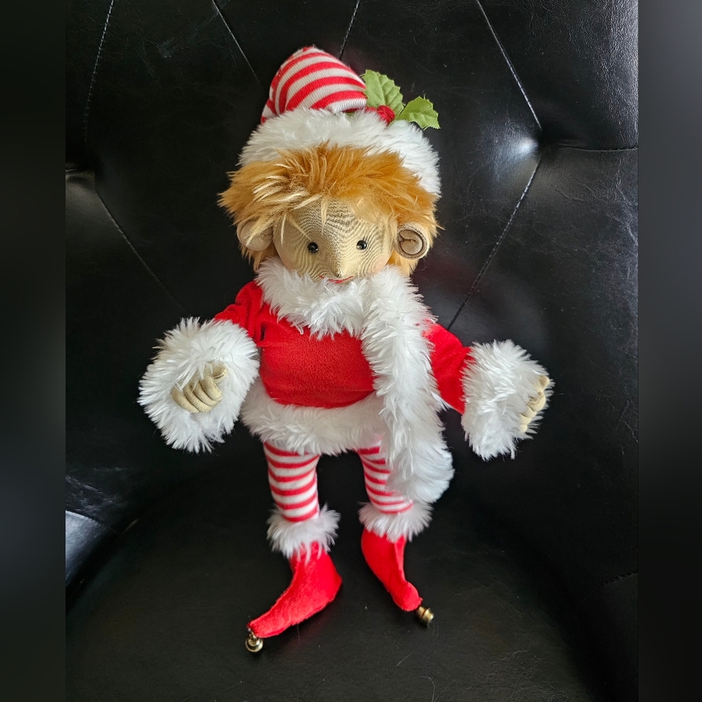 Vintage Handmade Elf Pixie Santa's Helper Doll Festive, PLUSHIE, Articulate Doll